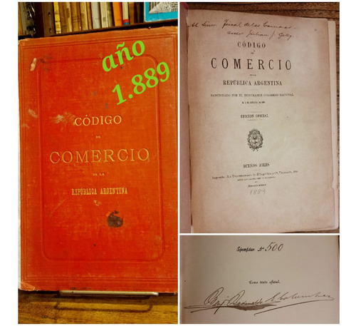 Código De Comercio 1889 Ejemplar Numerado N° 500