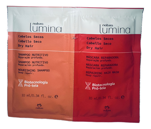 Kit Shampoo/máscara Cabelo Seco Lumina Natura Viagem 2 Sache