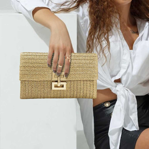 H Bolso De Noche De Paja Para Mujer