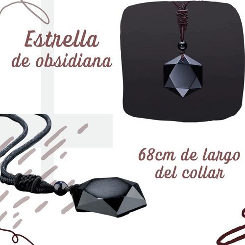 Collar Piedra Obsidiana Hexagonal Gema Joyería Yoga Cuarzo
