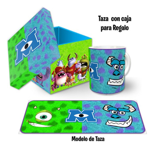 Taza Y Estuche Madera, Monsters Inc, Con Envio