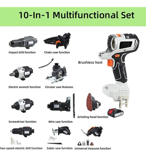 Kit Combinado De Herramientas Eléctricas Inalámbricas 10en1