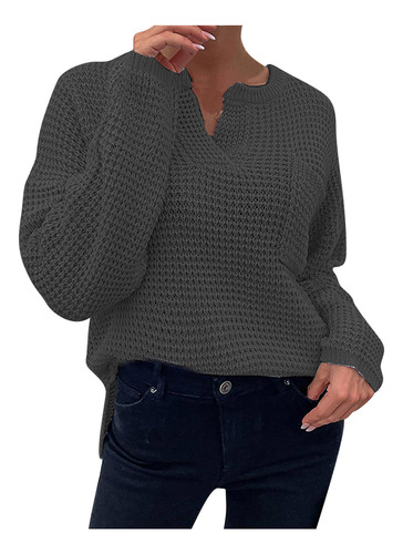 Suéter De Moda Para Mujer Con Cuello En V Y Manga Larga Con
