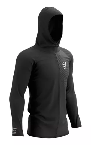 Sudadera Compressport Running 3D Thermo Seamless Hoodie Zip Gris Hombre