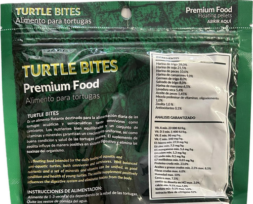 6 Pzs Alimento Para Tortugas Turtle Bites 300 G. Sunny