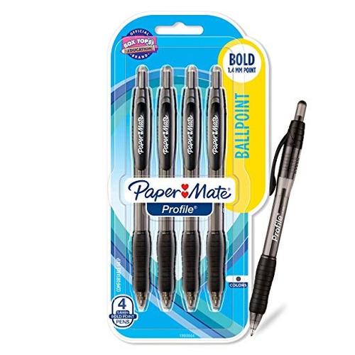Paper Mate Perfil Retráctil Bolígrafo, Bold Point, Translúci