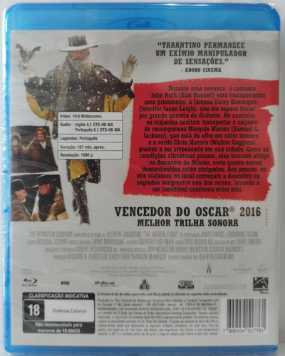 Blu-ray Os Oito Odiados (quentin Tarantino) Original Lacrado