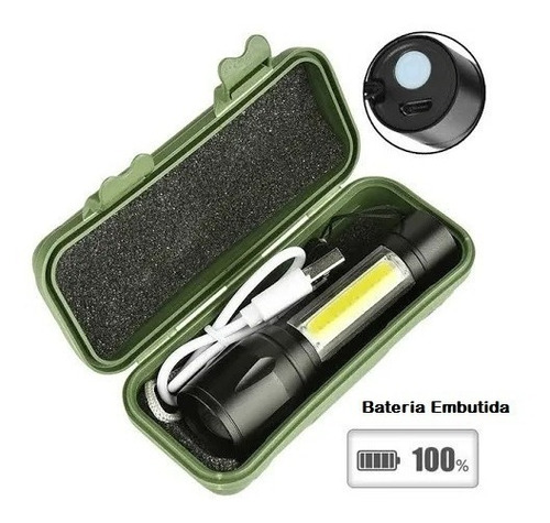 Mini Lanterna Tática Led 3em1 Usb Com Zoom Camping Bike