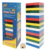Comprar Jenga Torre Madera Bloques 54 Pc Colores Grande Juego Mesa