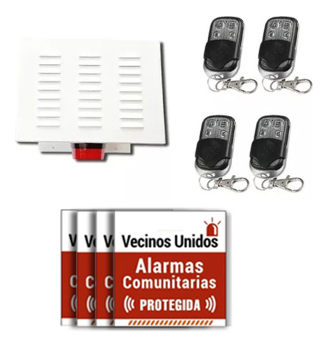 Alarma Comunitaria 15 W + 4 Controles + 4 Carteles + Envio