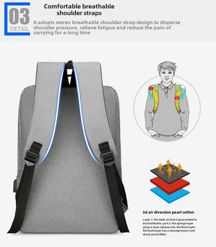 Mochila Para Notebook 15.6 Resistente Reflectante Usb