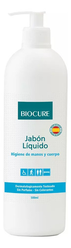 Jabon Liquido Premium Biocure 500ml Higiene Manos Y Cuerpo