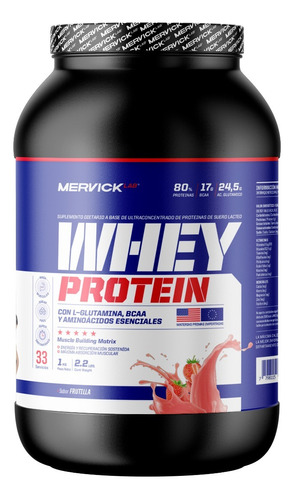 Suplemento En Polvo Mervick Whey Protein Frutilla Pote 1kg