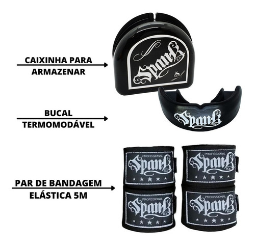 Imagem 2 de 10 de Kit Muaythai Boxe 2 Pares Bandagem 5m + Protetor Bucal Spank