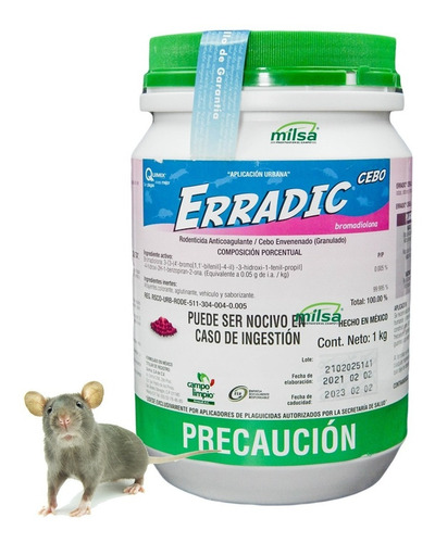 Veneno Para Rata Y Raton Erradic Granulado- 1 Kg