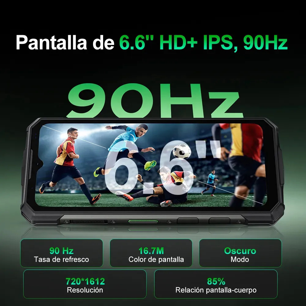 DOOGEE Fire 5 Pro Android 16 Celular Impermeable, 13000mAh 18W, 24GB+128GB/2TB Teléfono Resistente, 6.6'' HD+90Hz, 13MP+8MP, Helio G81/NFC/4G Triple Ranura/Face ID/GPS/OTG/IP68 Verde