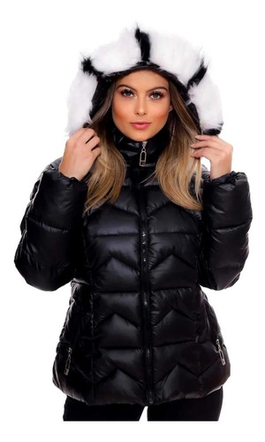 Jaqueta Bobojaco Puff Feminina Nylon Puffer Forrada E Capuz 