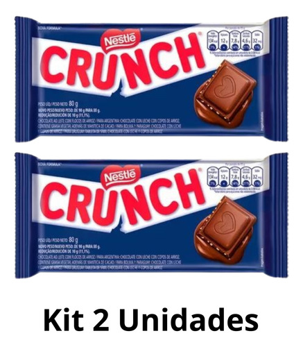 Kit 2 Chocolate Ao Leite Com Flocos Crunch Pacote 80g