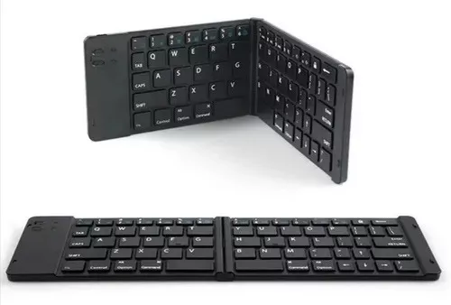 HAMOPY Teclado plegable, teclado Bluetooth portátil inalámbrico de cuero  triple plegable con mouse táctil sensible (sincronización hasta 3