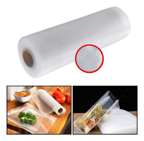 Rolo De Saco  25cm X 5m Embalagem Ranhura Seladora Sous Vide