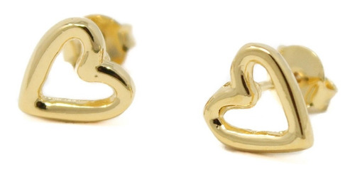 Aretes De Corazón Hueco En Chapa De Oro De 22k