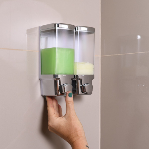 Imagen 3 de 6 de Dispenser Doble Para Jabon, Shampoo, Acondicionador