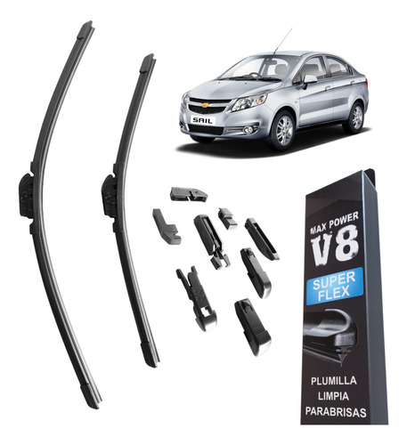 Juego Plumillas Delanteras Silicona Para Chevrolet Sail