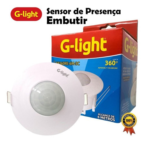 Sensor De Presença De Embutir 360° Iluminação Bivolt G-light