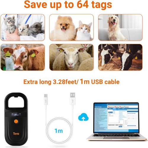 Tera Escáner Lector De Microchips Para Mascotas Con Anillo E