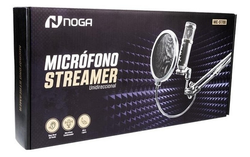 Imagen 3 de 3 de Micrófono Noga MIC-ST700 condensador cardioide unidireccional negro