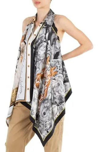 Body Burberry Gris Con Estampado Animal, Talla Xxs