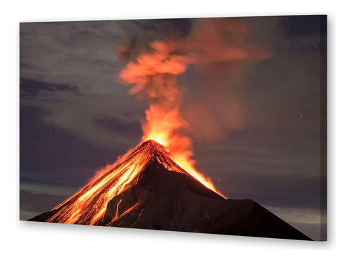 Cuadro 16x24cm Volcanes Humo Cenizas Erupcion Volcanica