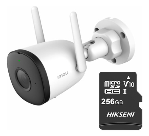 Imou Camara Bullet Wifi De 4 Megapixeles F42n-plus-256 Con Microsd 256gb Y Letrero Disuasivo H.265 Detección De Humanos 2.8 Mm Microfono Integrado Ip67 Ir 30m F42n Notificaciones De Alarmas 