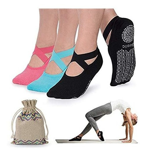 Calcetines De Yoga Para Mujer, Antideslizantes, Ideales Par