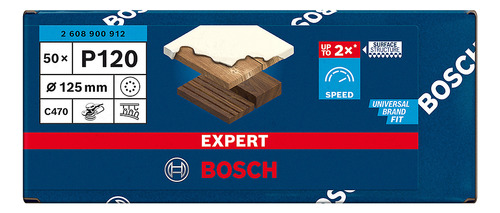 50 Hojas Lija Bosch C470 125mm G120 Cantidad de granos 6