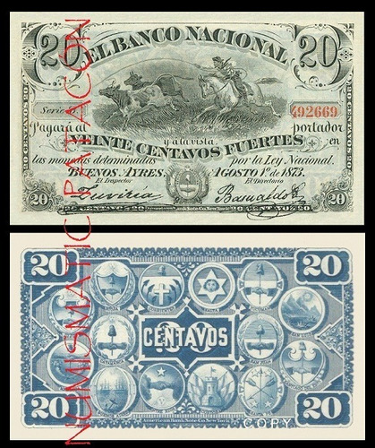 Billete 20 Centavos Fuertes Banco Nacional 1873 - Copia 644