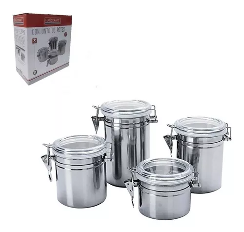 Conjunto De 7 Potes Herméticos Tampa Com Trava Click Comida Chumbo