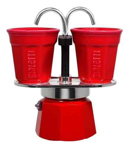 Cafetera Bialetti Set Mini Express 2 Cups manual roja italiana