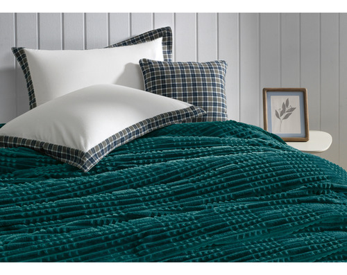 Manta Karsten Lima Fleece Casal Verde Petróleo