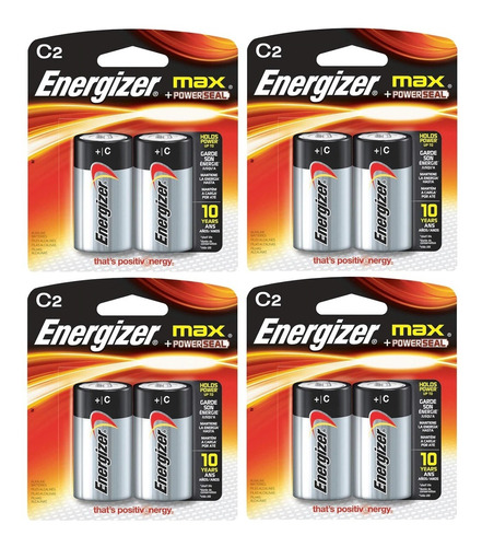 Kit Com 2 Cartelas Com 2 Pilhas Energizer Max C2 Alcalinas