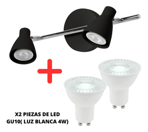 Lampara Dirigible Para Pared O Techo Negro 2 Spot Gu10