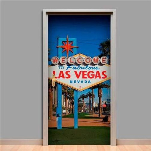 Adesivo Para Porta Placa De Las Vegas 2-73x210cm
