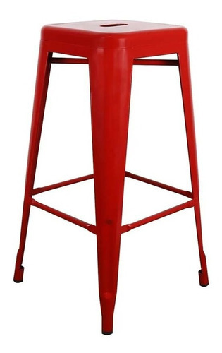 Banqueta Tolix Iron Design Industrial Metal 76cm, 1 Unidade Cor Vermelha