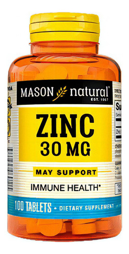 Zinc 30mg Eleva Defensas Y Estimula Crecimiento 100tabletas Sabor Natural