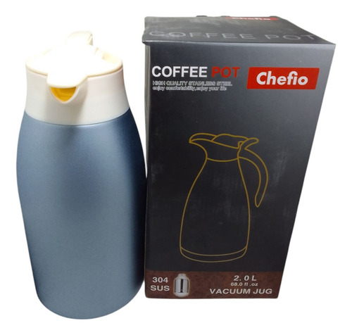 Cafetera Termica De Acero Inoxidable De 2.0 Litros Chefio Azul/beige