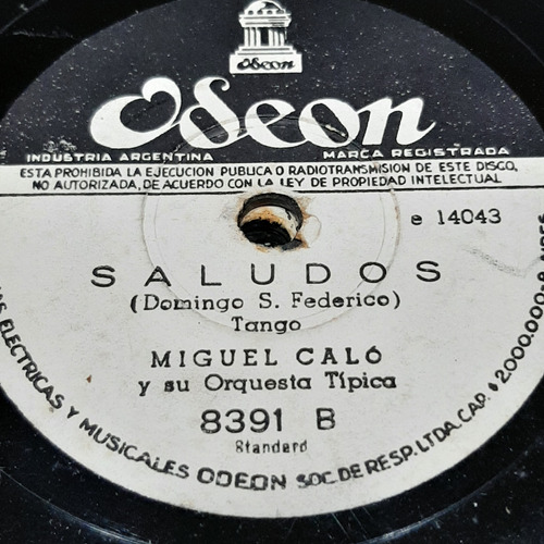 Pasta Miguel Calo Orq Tipica Raul Beron Odeon C519