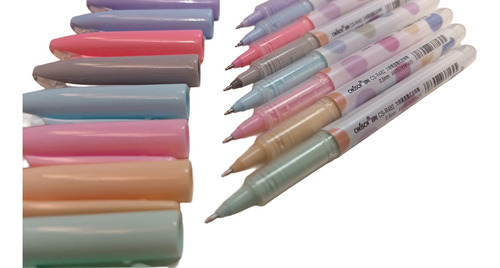 Lapiceras Roller Punta Metal Colores Pastel 0.5mm X 8u Tinta Multicolor Exterior Multicolor