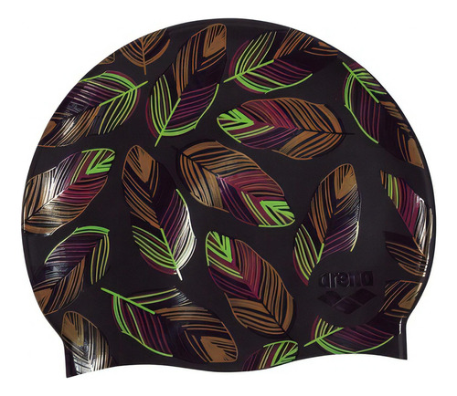 Gorra De Natación Arena Print 2 Falling Leaves Color Negro Diseño de la tela Estampado Tamaño Único