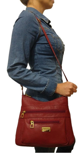 Bolsa Feminina Transversal Topgrife Couro Vermelho -