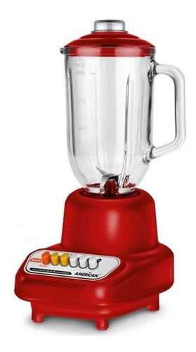 Licuadora American 8116 1 L Roja Con Vaso De Vidrio